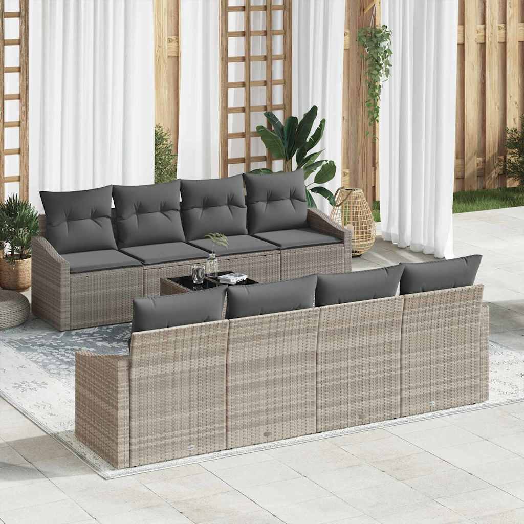 Garten-Sofa-Set 7 pcs Hellgrau und Dunkelgrau 55 x 55 x 37 cm